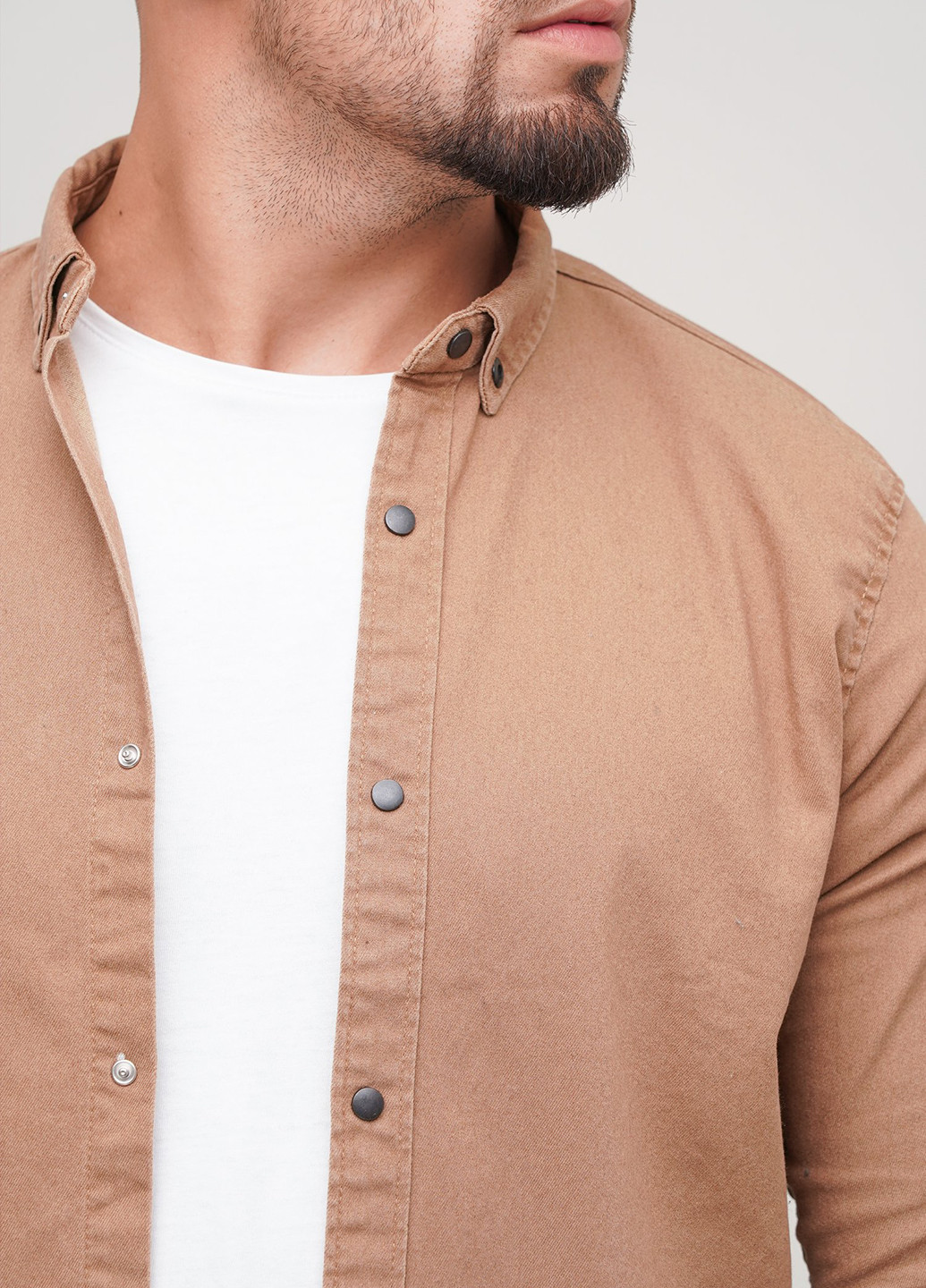 Светло-коричневая кэжуал рубашка однотонная Trend Collection