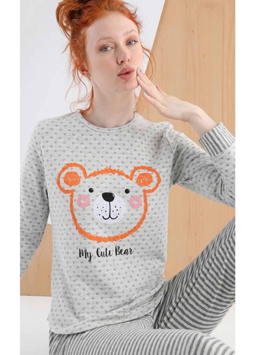 Сіра піжама жіноча утеплена Sevim