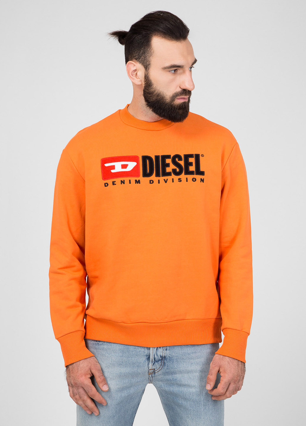 Світшот Diesel - Прямий крій напис помаранчевий кежуал бавовна - (183864994)