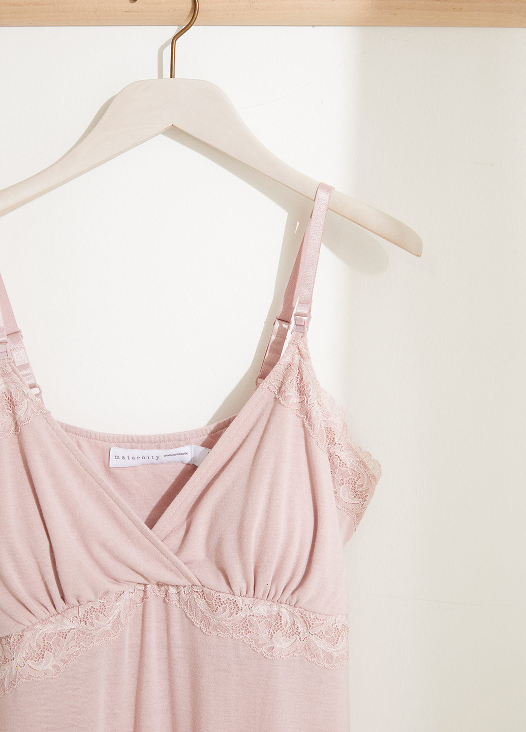 Ночная рубашка для кормящих Women'secret однотонная светло-розовая домашняя полиэстер