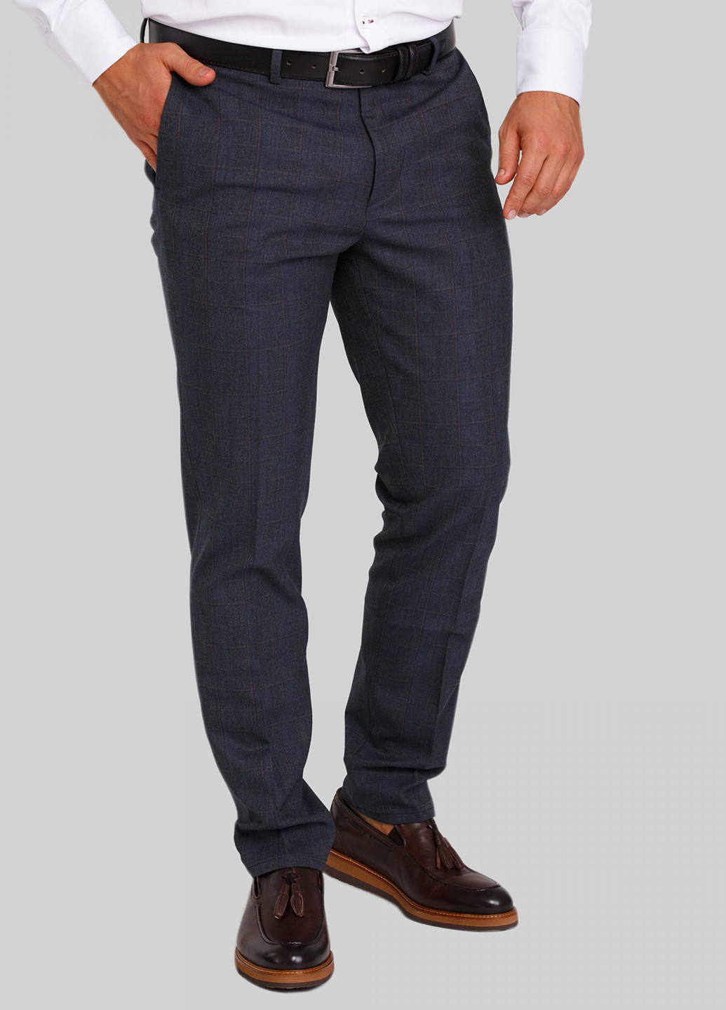 Темно-синие классические демисезонные прямые брюки Trend Collection