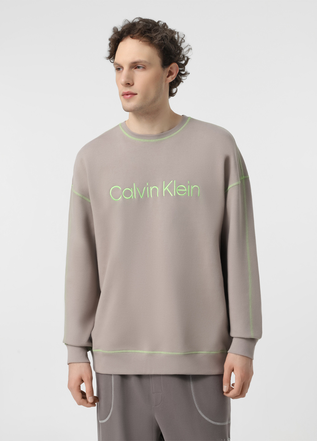 Серый свитшот Calvin Klein Underwear надпись вышивка (329039451)