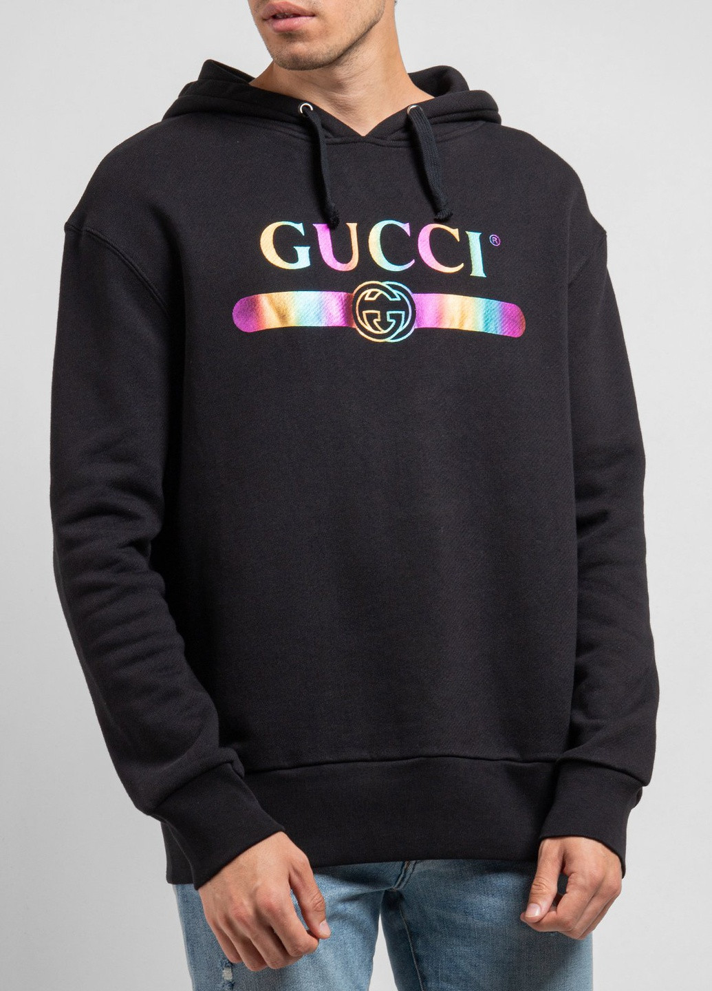 Черный хлопковый худи с логотипом Gucci (251176516)