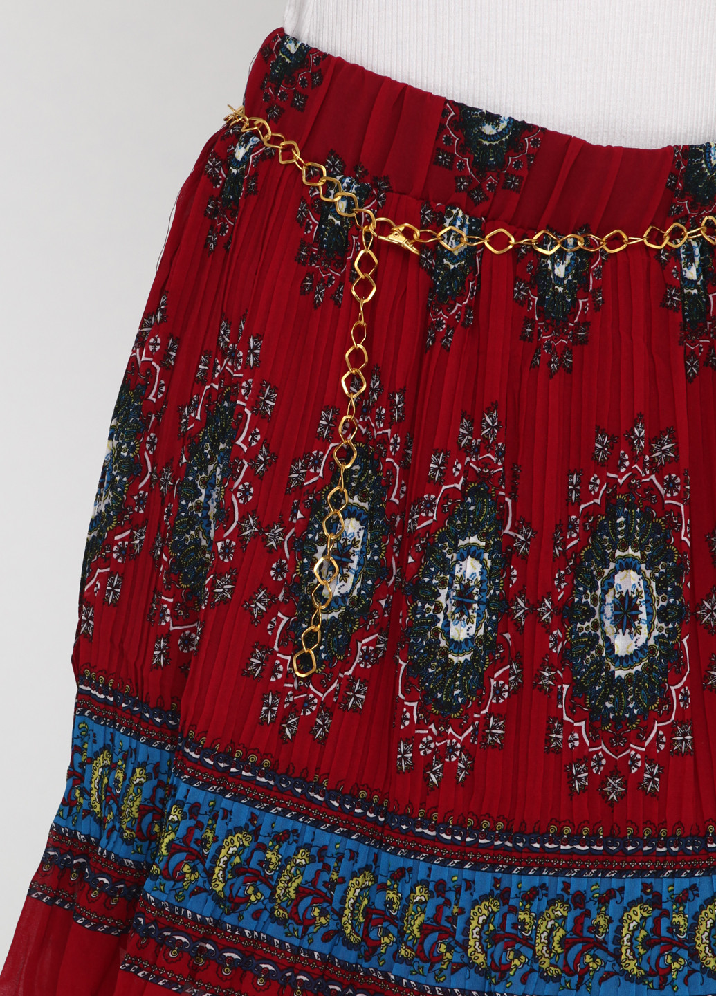 Бордовая кэжуал с орнаментом юбка Whole Folks плиссе