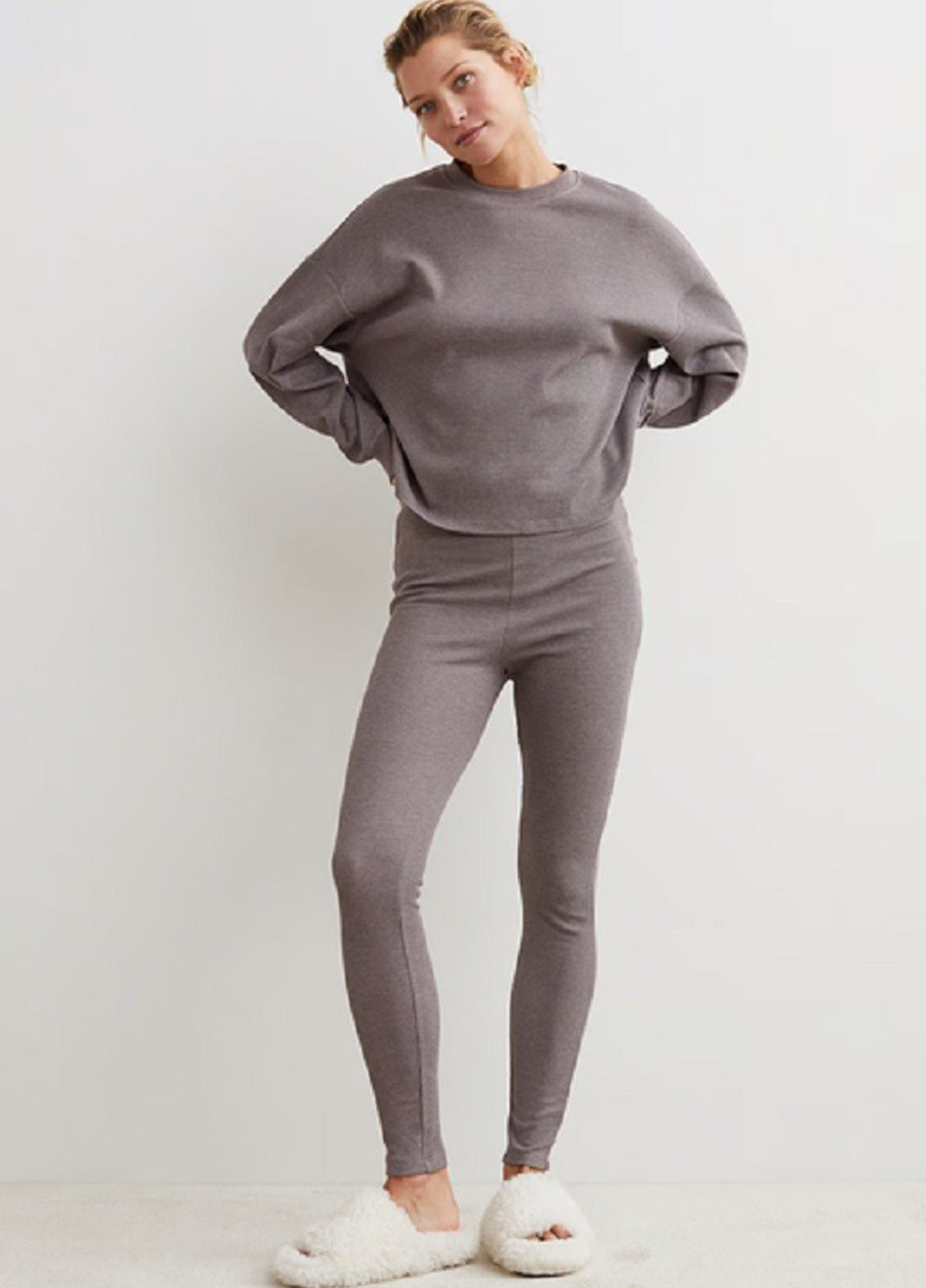 Коричневый свитшот H&M меланж без декора (330068879)