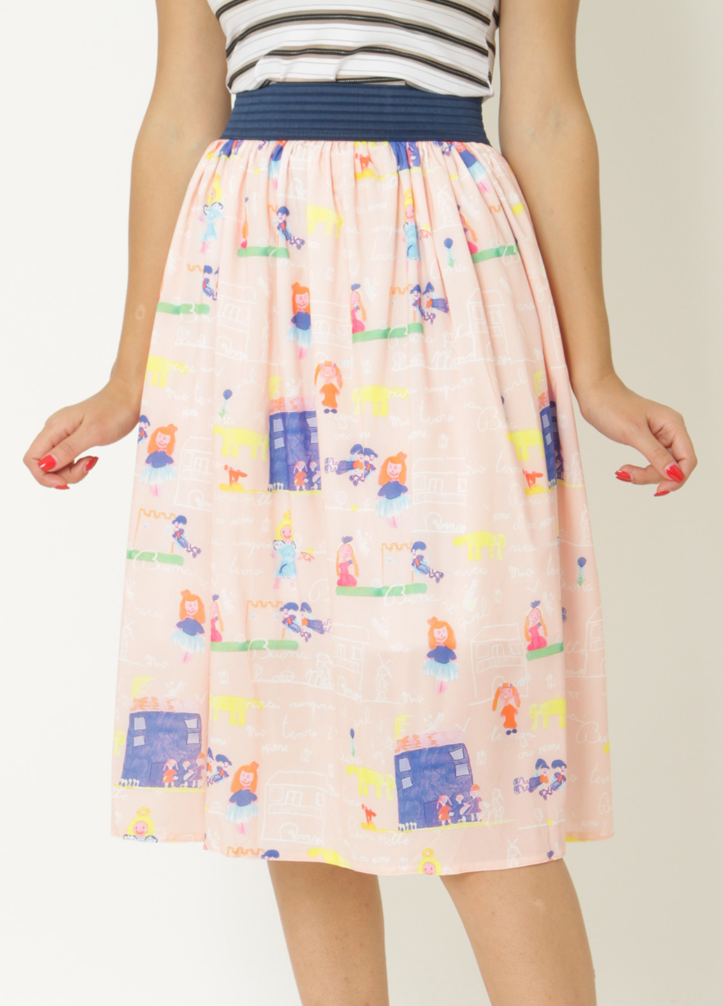 Светло-розовая кэжуал с рисунком юбка Ko-style