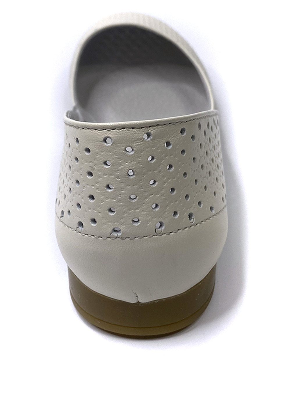 Женские балетки Gerda | светло-бежевые однотонные перфорация натуральная кожа (251274213)