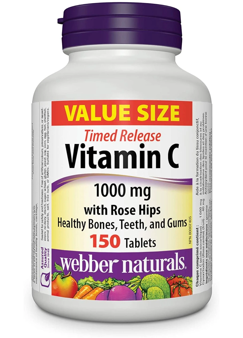 Витамин C Vitamin C 1000 mg + Rose Hips 150 таблеток Webber Naturals (255407689)