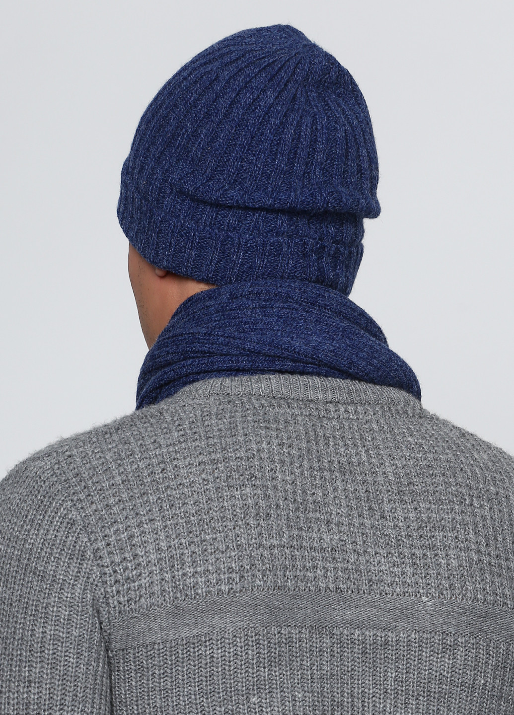 Сіро-синій демісезонний комплект (шапка, шарф) Florence Cashemere