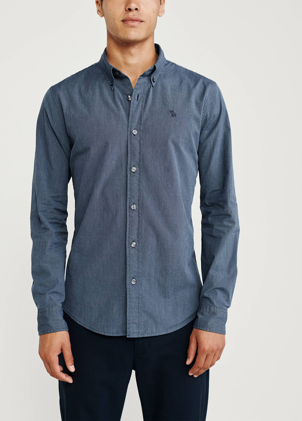 Темно-синяя кэжуал рубашка в полоску Abercrombie & Fitch