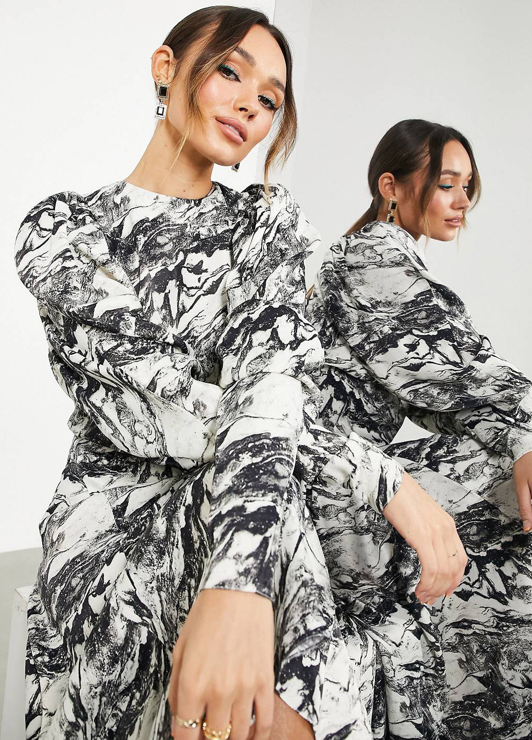 Білий кежуал сукня кльош Asos з абстрактним візерунком