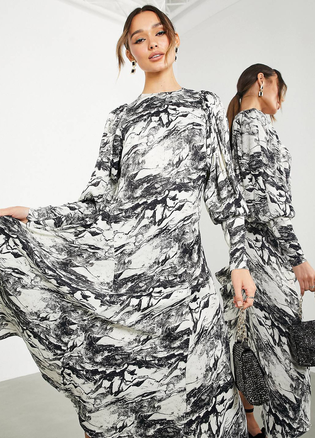 Білий кежуал сукня кльош Asos з абстрактним візерунком