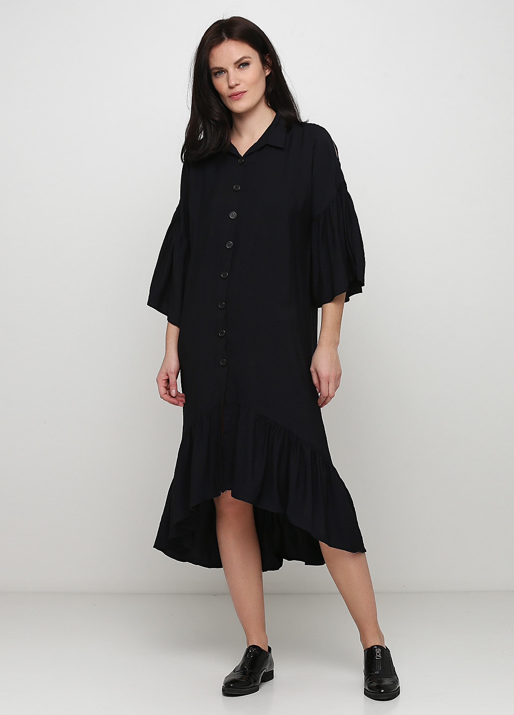 Черное кэжуал платье рубашка Mona