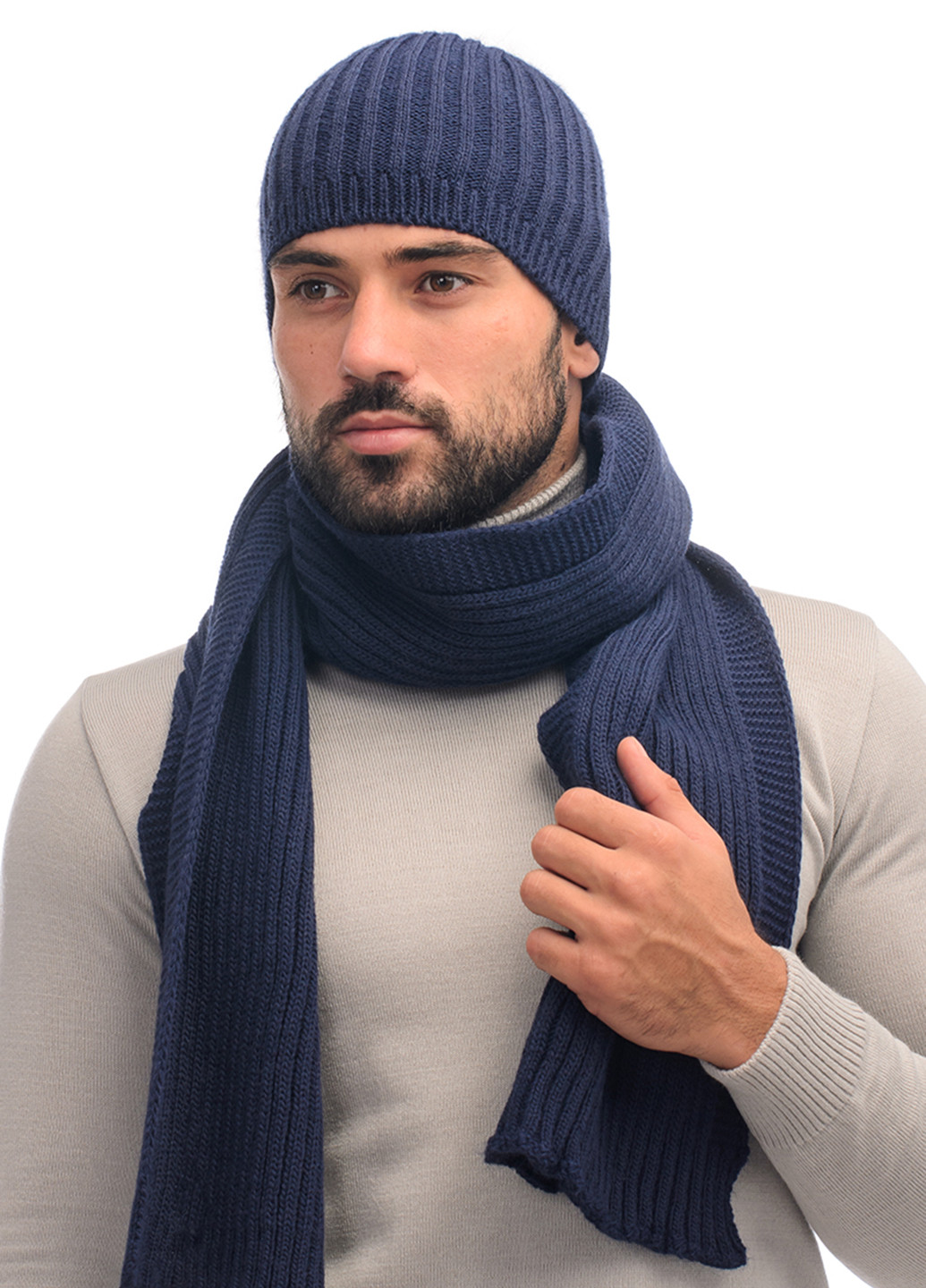 Темно-синій зимній комплект (шапка, шарф) SVTR