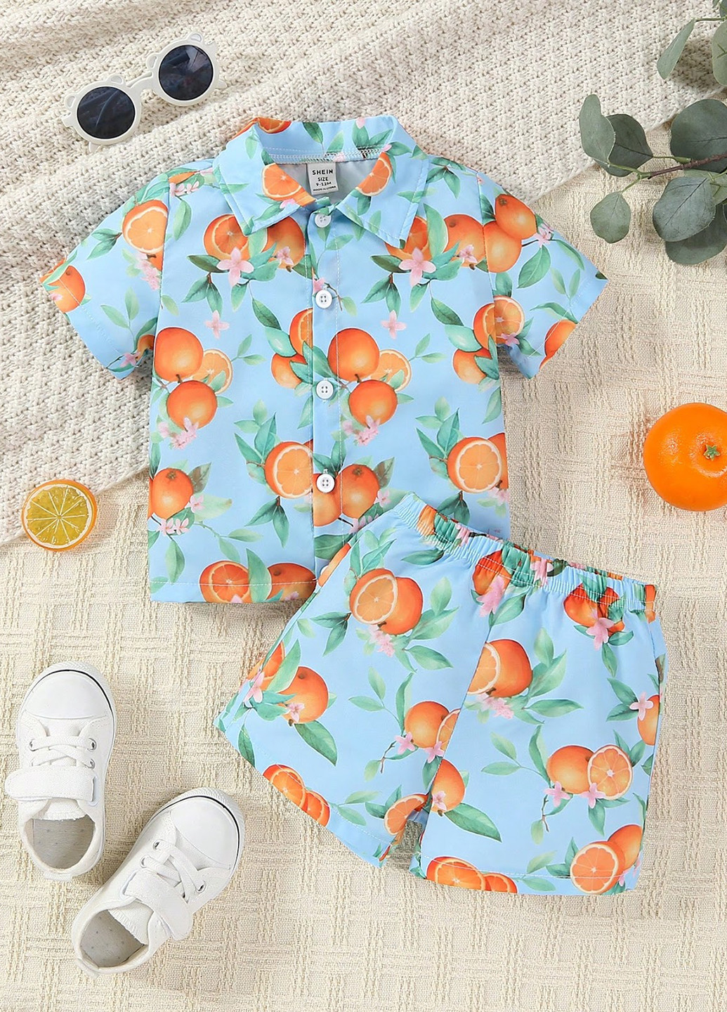 Комбінований літній костюм (сорочка, шорти) з шортами, з сорочкою SHEIN