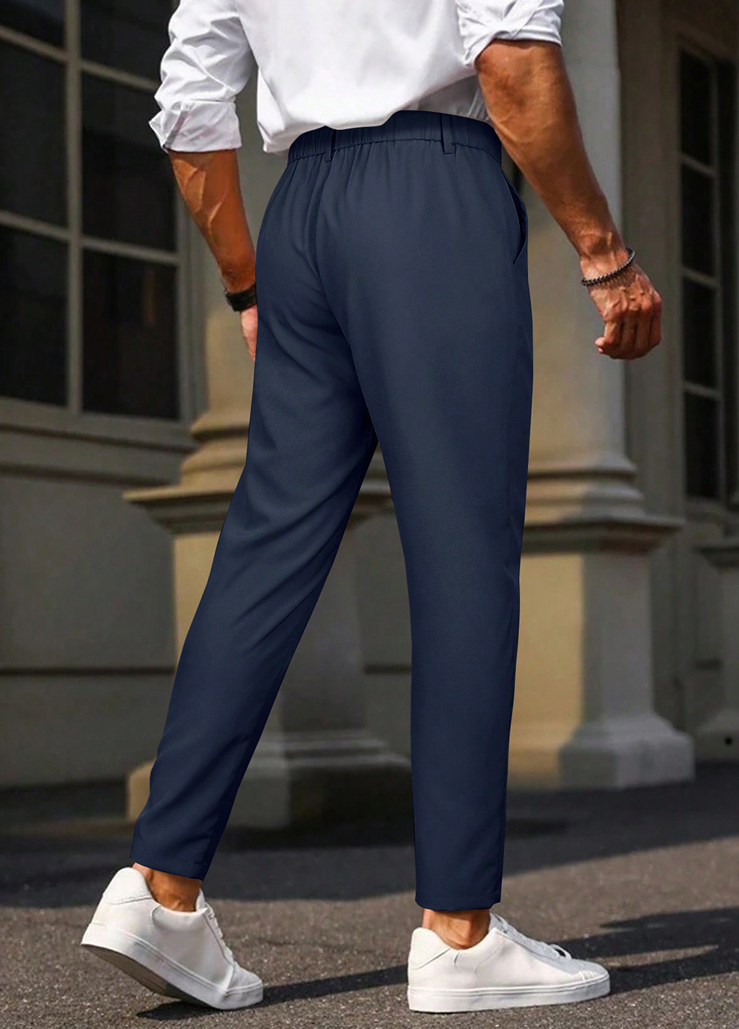 Синие классические, кэжуал демисезонные чиносы брюки SHEIN