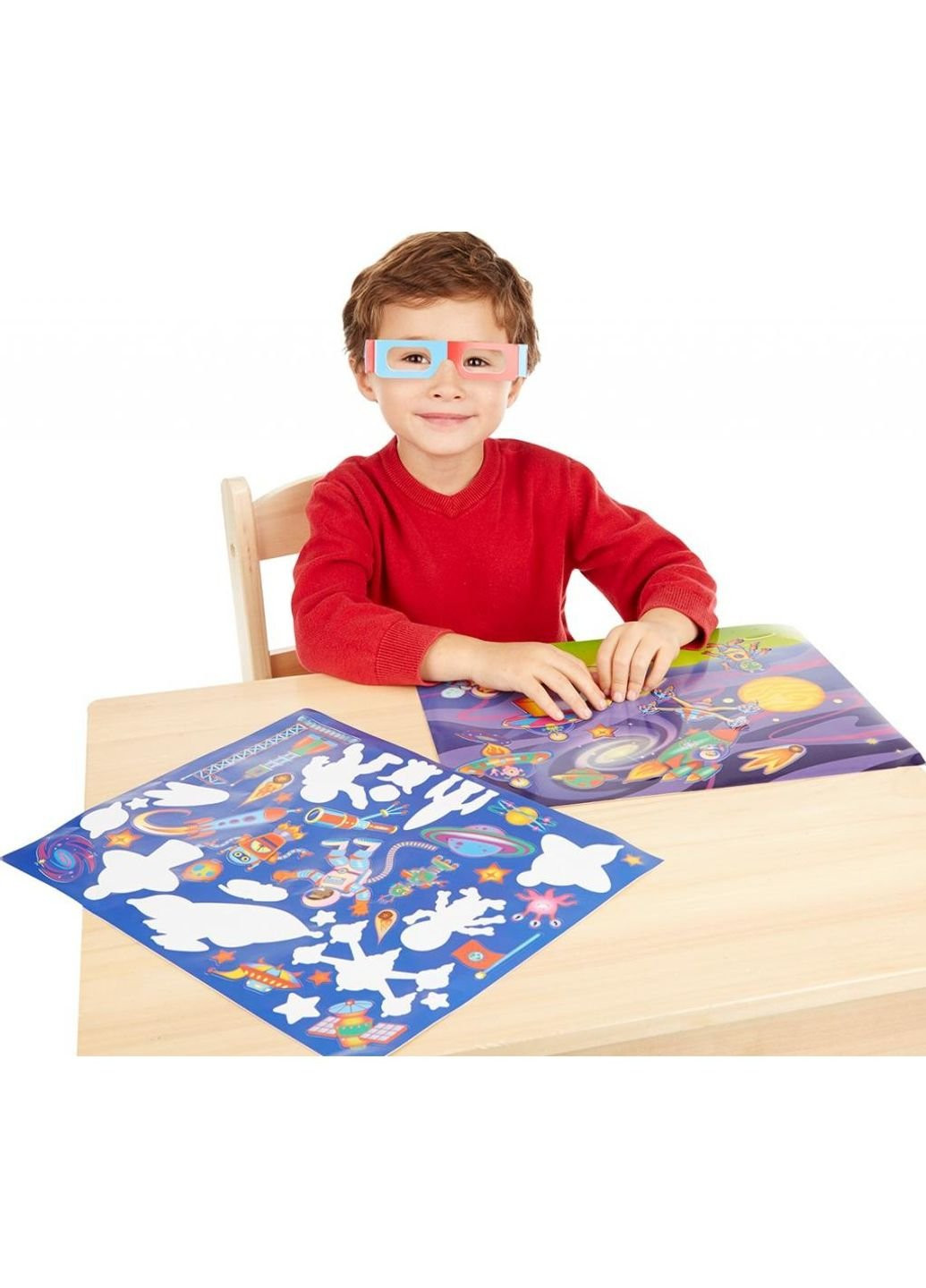 Набір для творчості Багаторазові 3D наклейки з окулярами Пригоди (MD9375) Melissa&Doug (249608564)