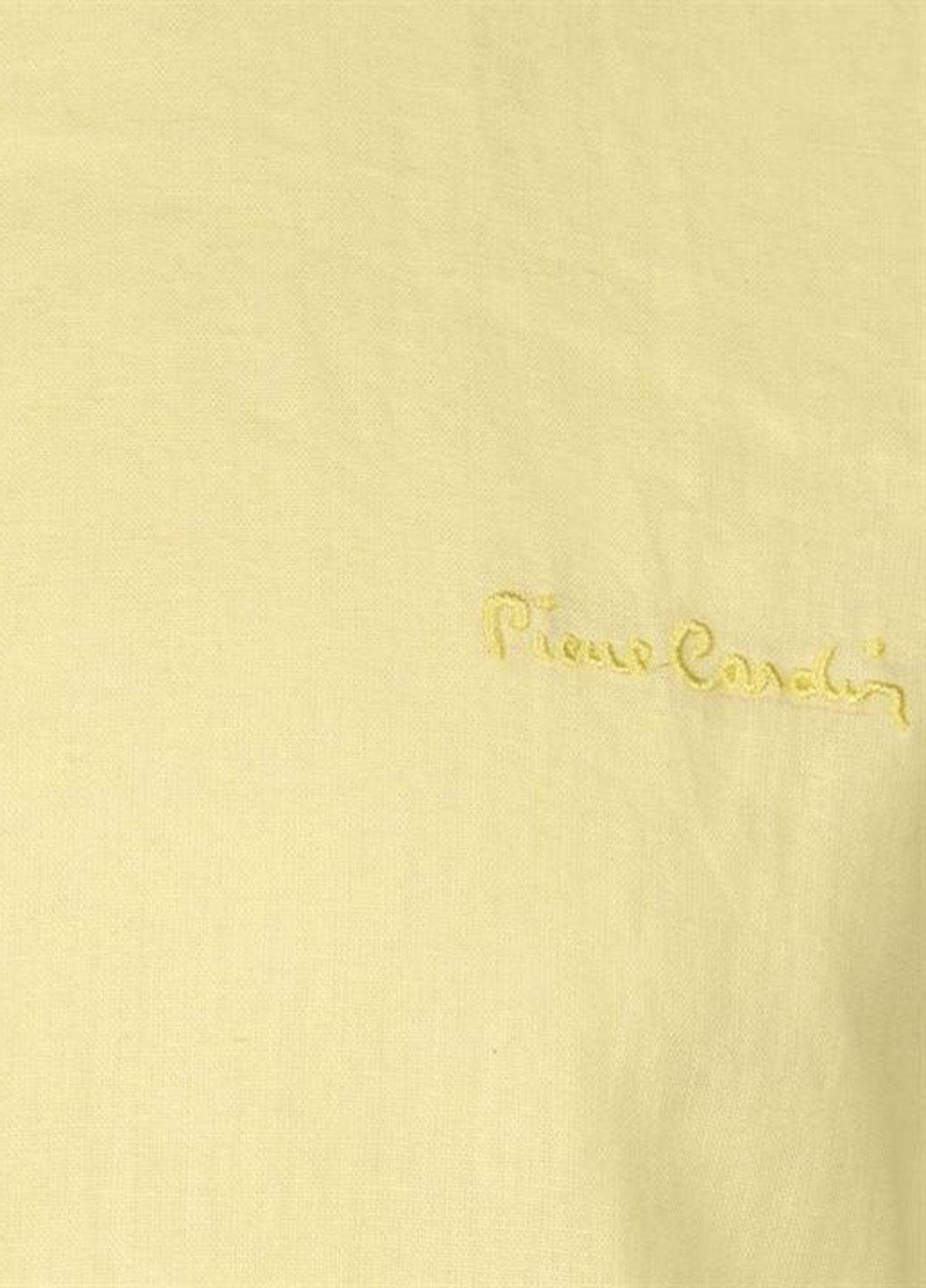 Лимонная кэжуал рубашка однотонная Pierre Cardin с длинным рукавом
