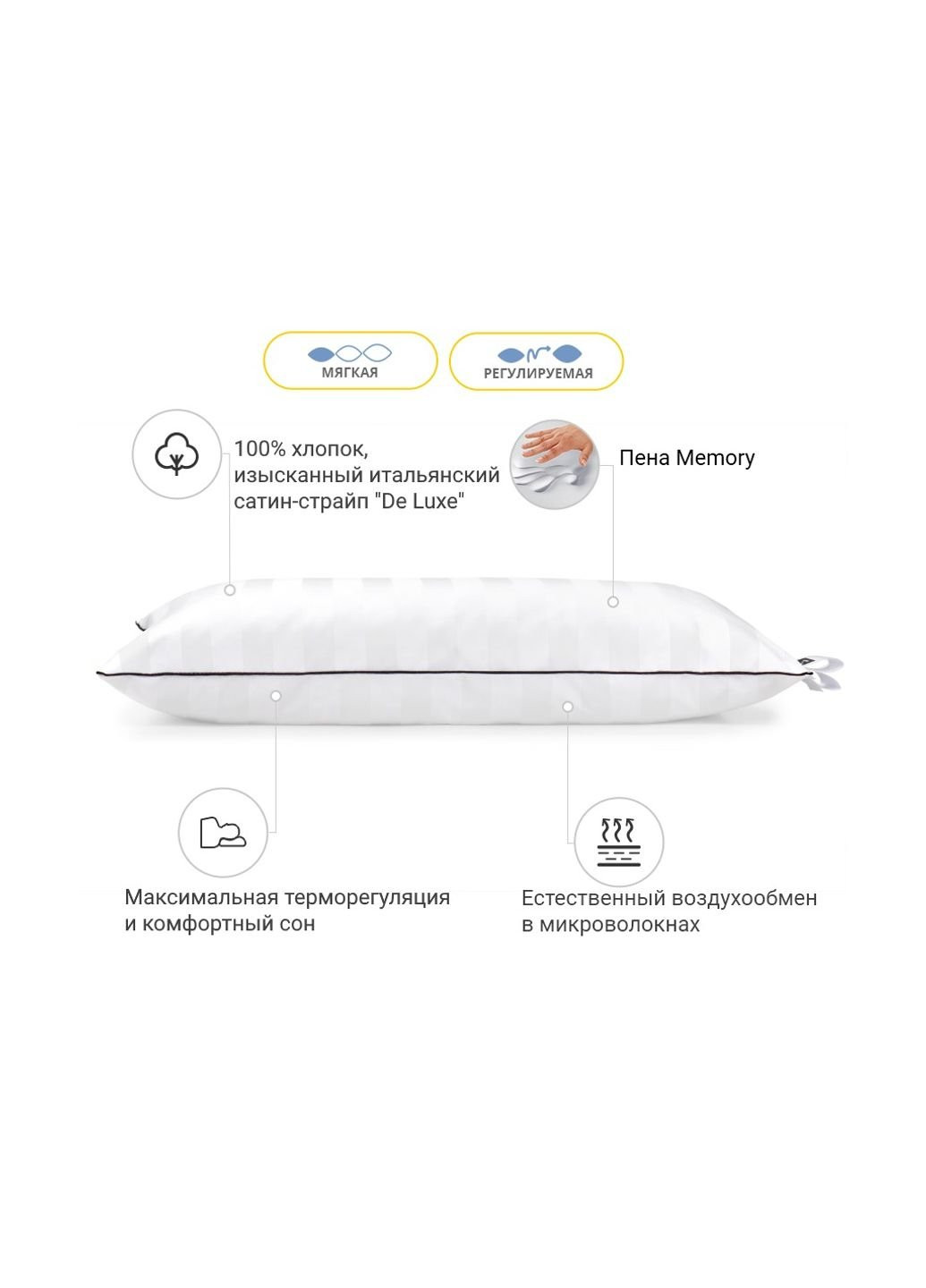 Подушка 1489 Royal Pearl Hand Made memory effekt М'яка 70х70 см (2200001540439) Mirson (254077051)