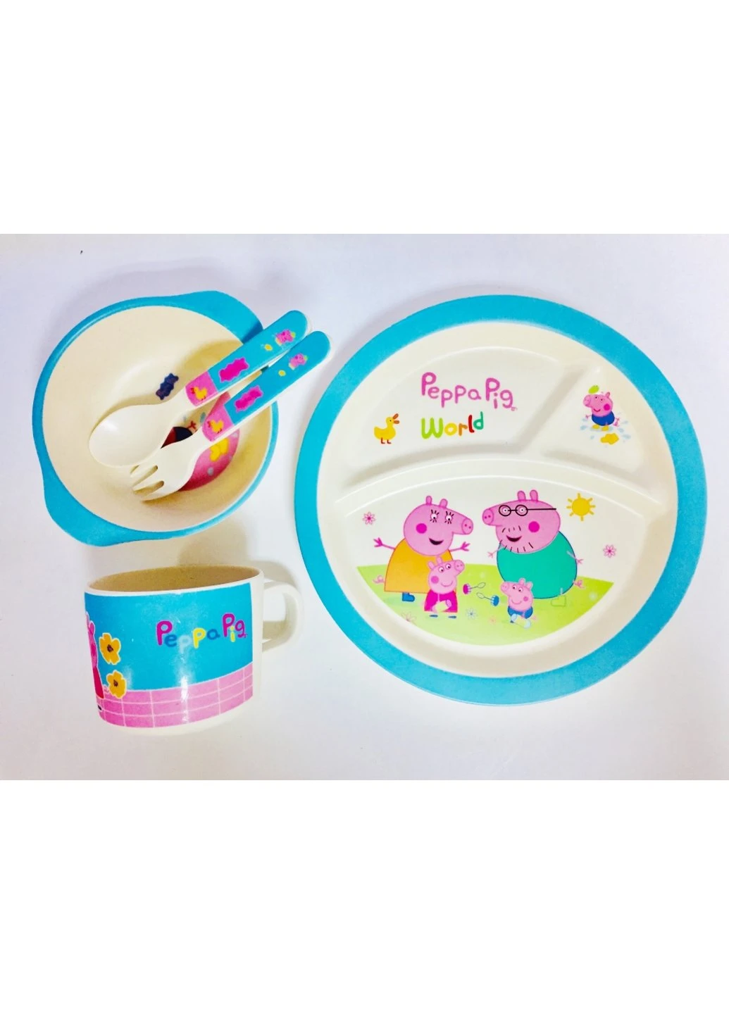 Набір бамбукового посуду з 5 предметів Peppa Pig Power (254424897)