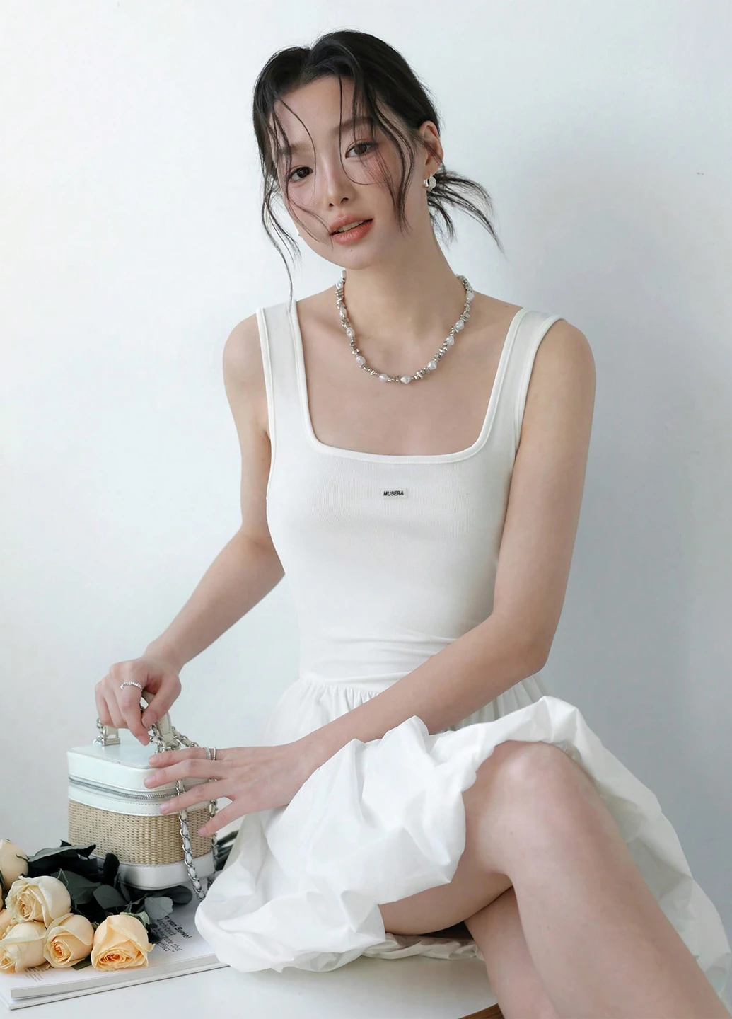 Білий кежуал сукня а-силует SHEIN однотонна