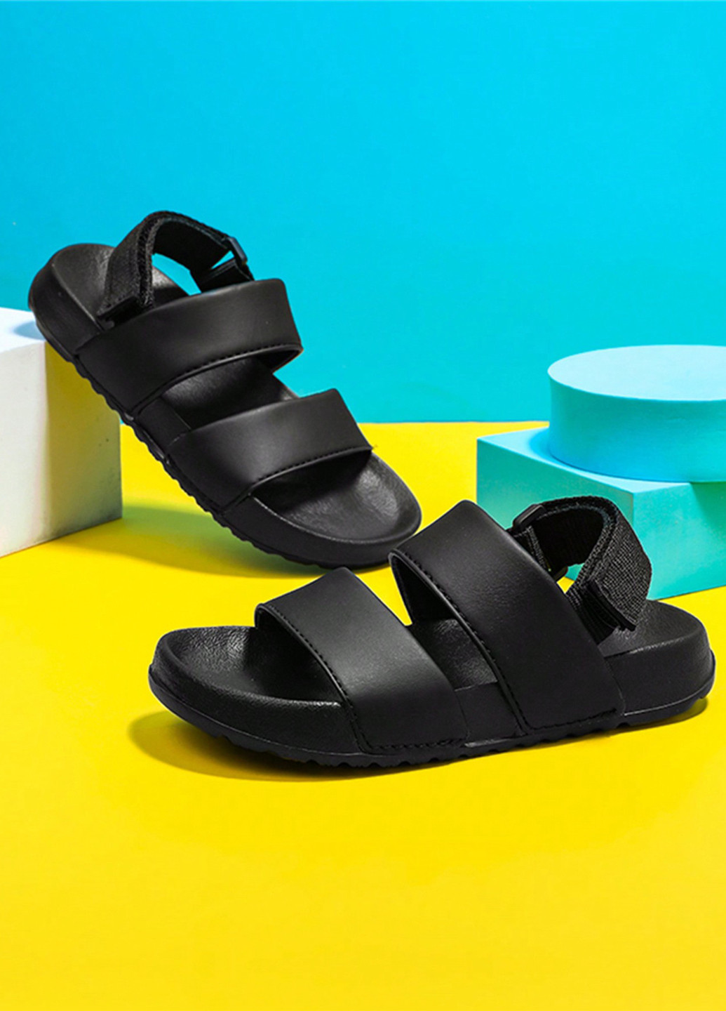 Черные кэжуал сандалии SHEIN на липучке