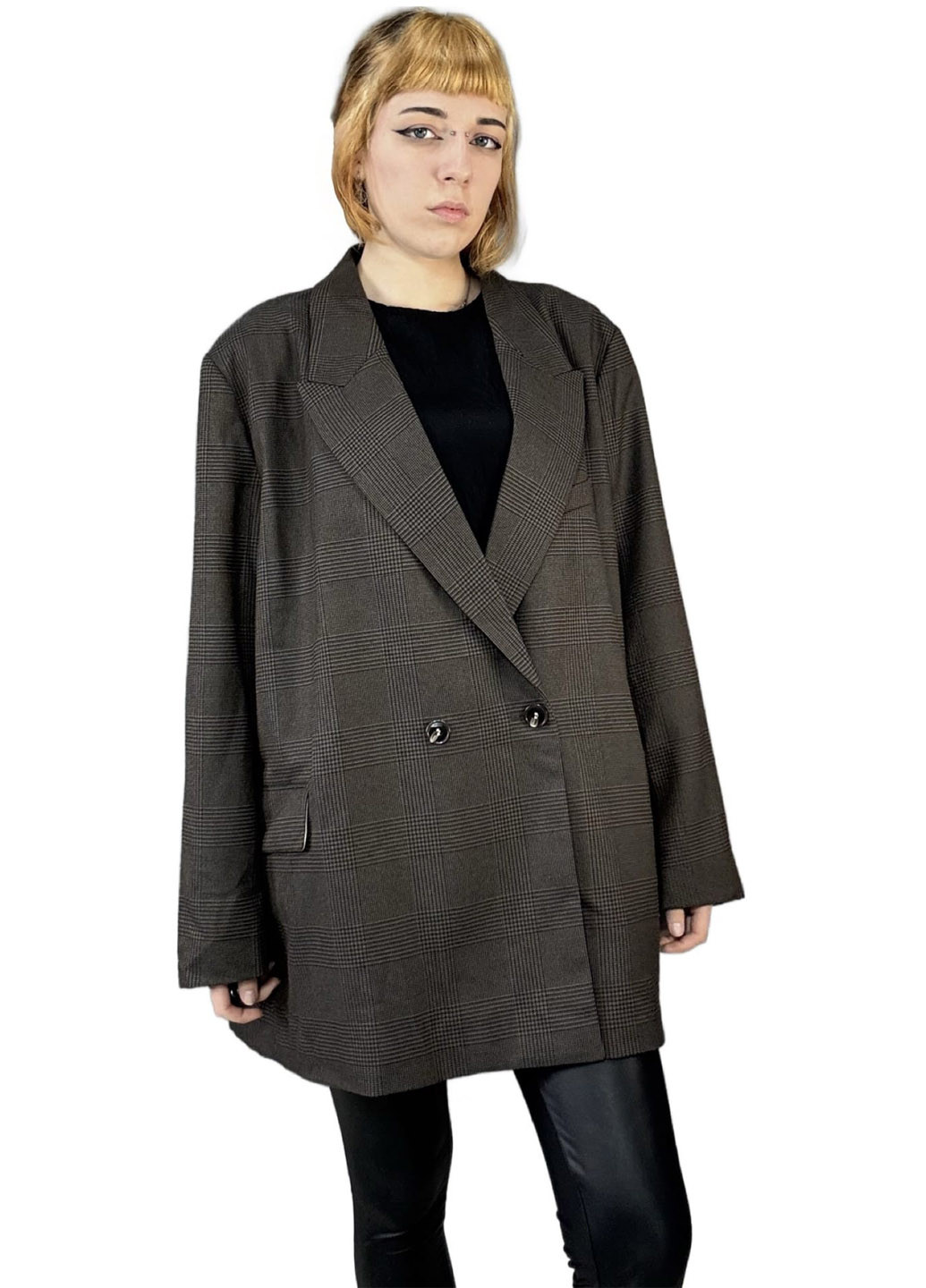 Темно-серый женский жакет H&M в клеточку - демисезонный