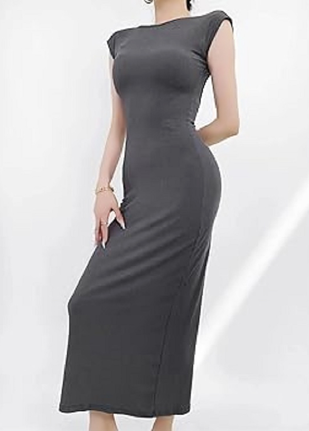 Темно-серое кэжуал платье силуэтная SHEIN однотонное