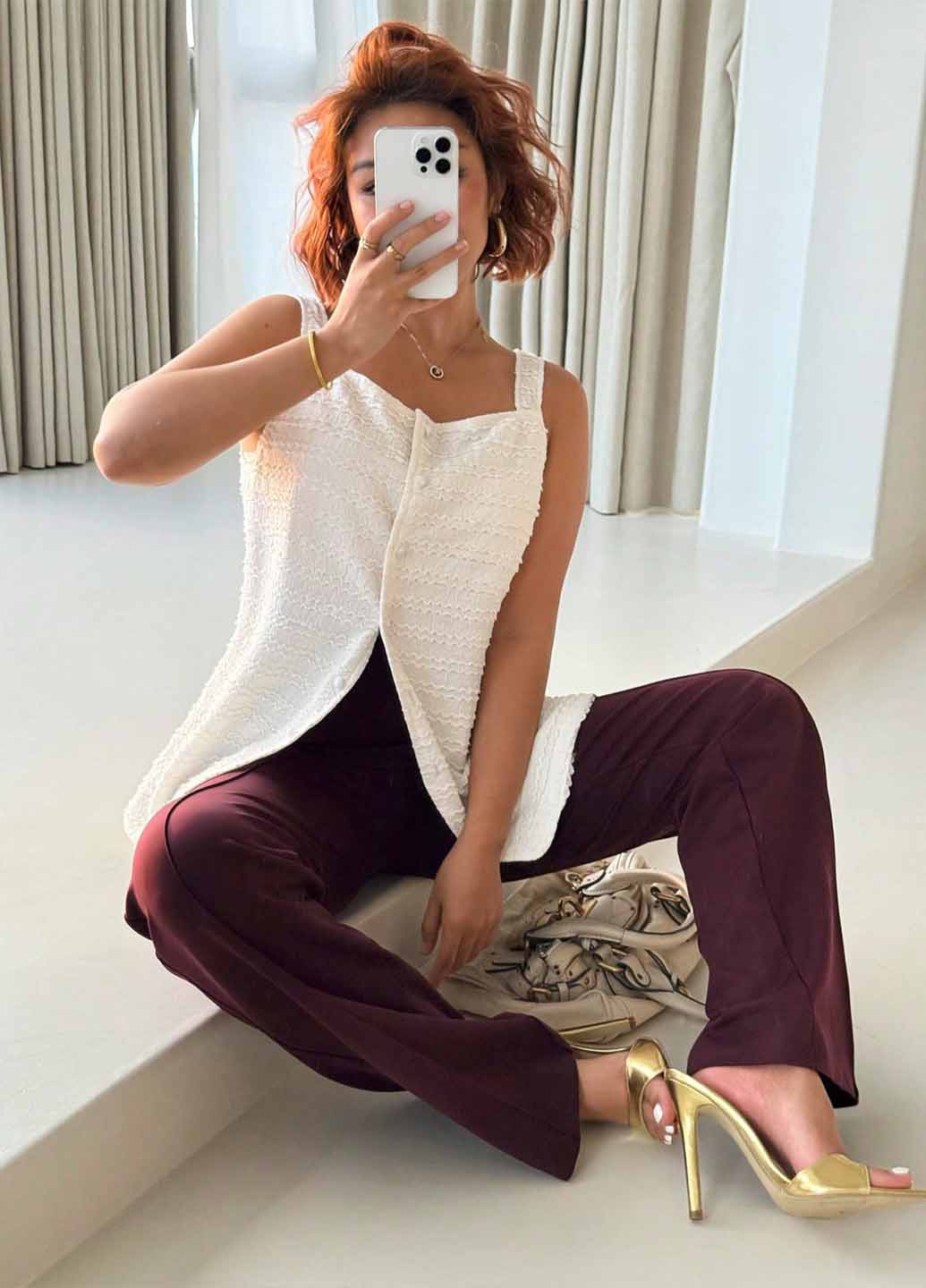 Кремова блуза SHEIN