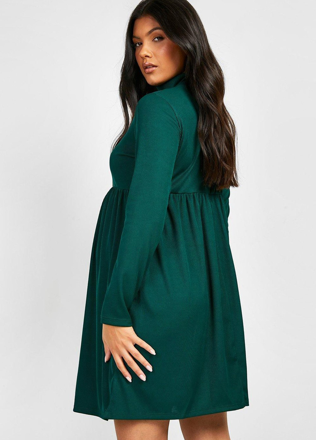 Темно-зеленое кэжуал платье для беременных платье-водолазка Boohoo однотонное