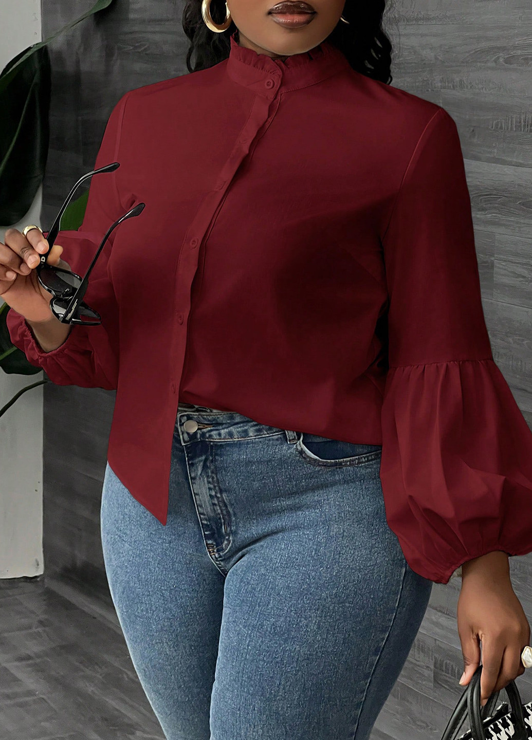 Бордовая блуза SHEIN