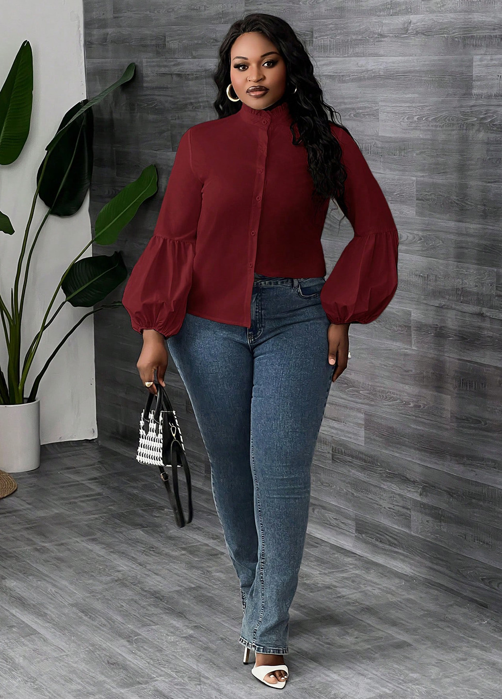 Бордовая блуза SHEIN