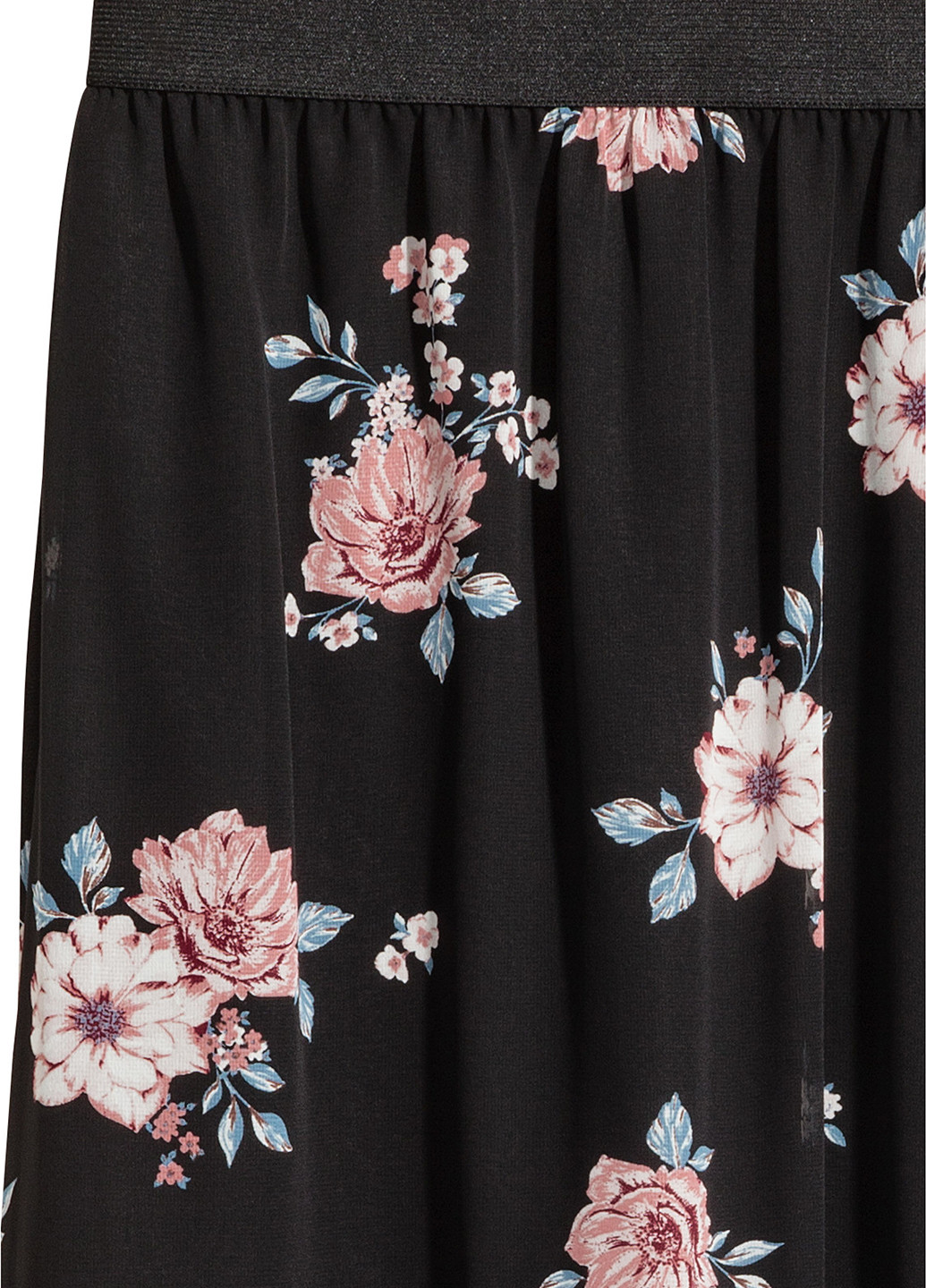 Черная кэжуал цветочной расцветки юбка H&M миди