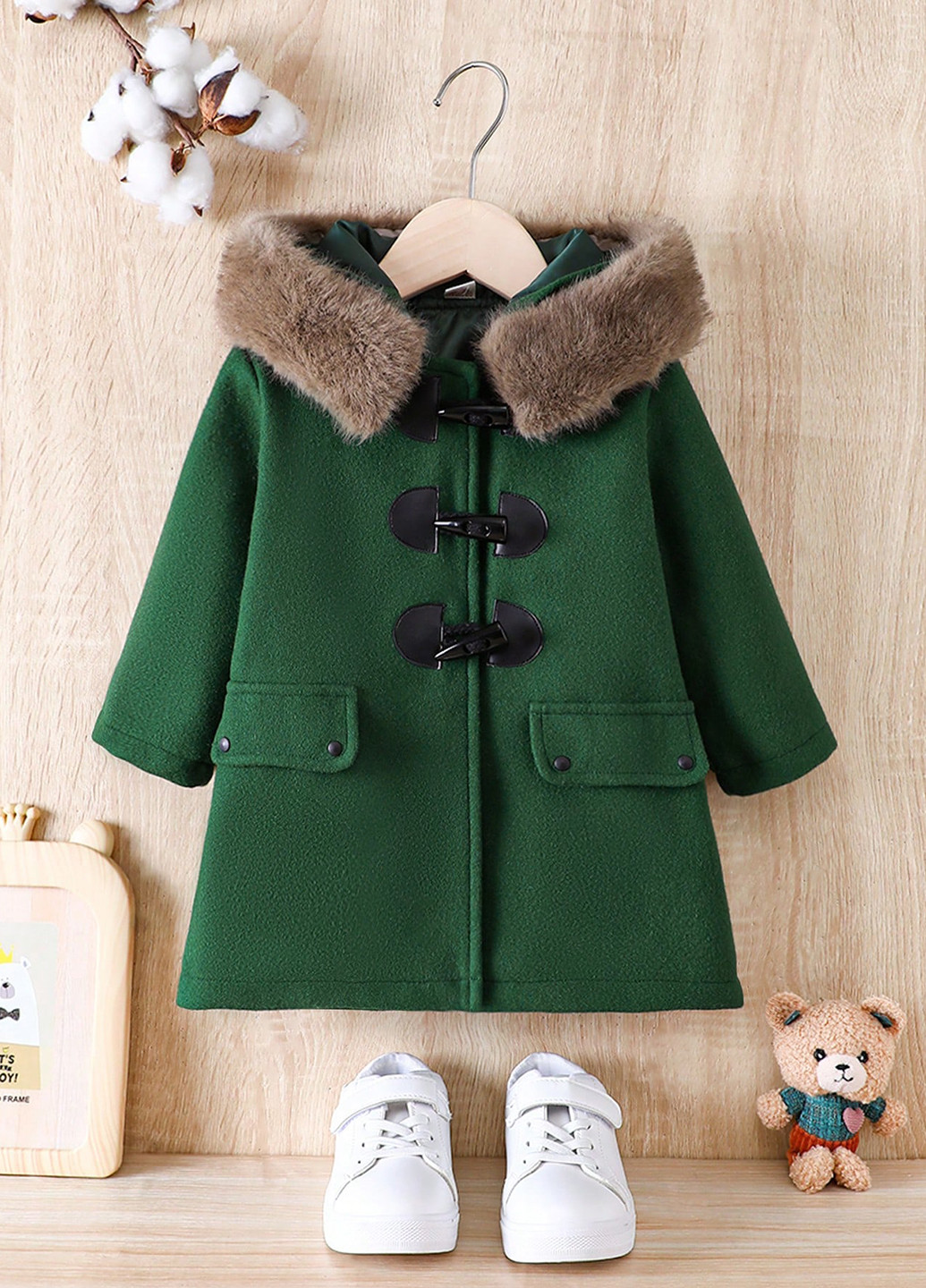 Зелене демісезонне Пальто однобортне SHEIN