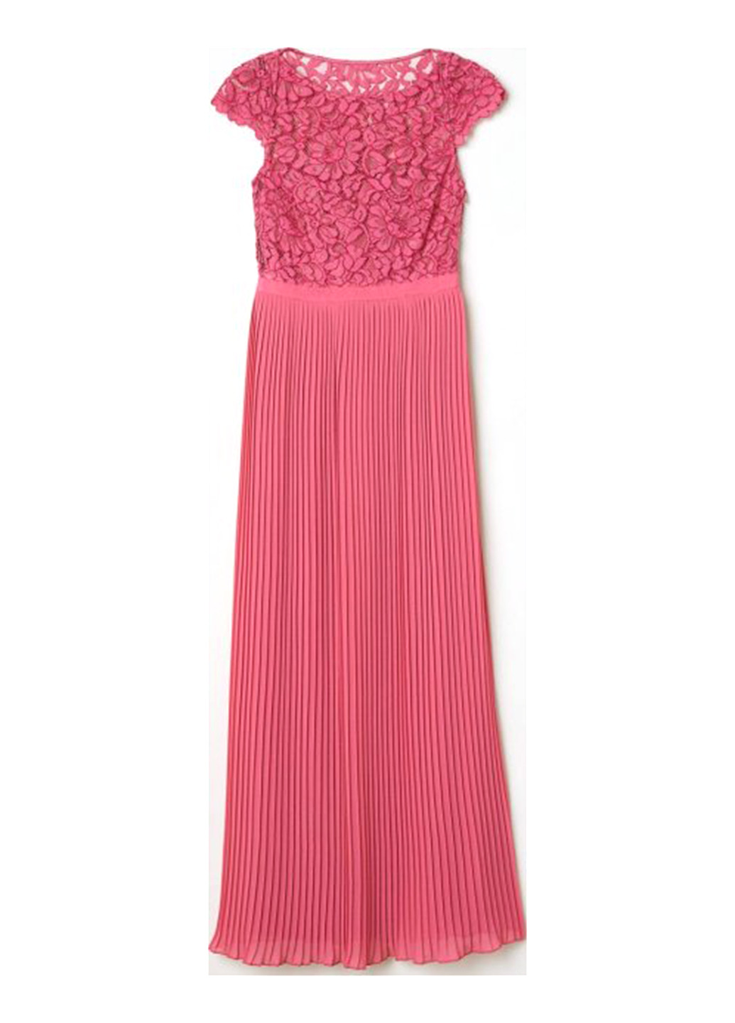 Розовое кэжуал сукня клеш, плиссированное H&M однотонное