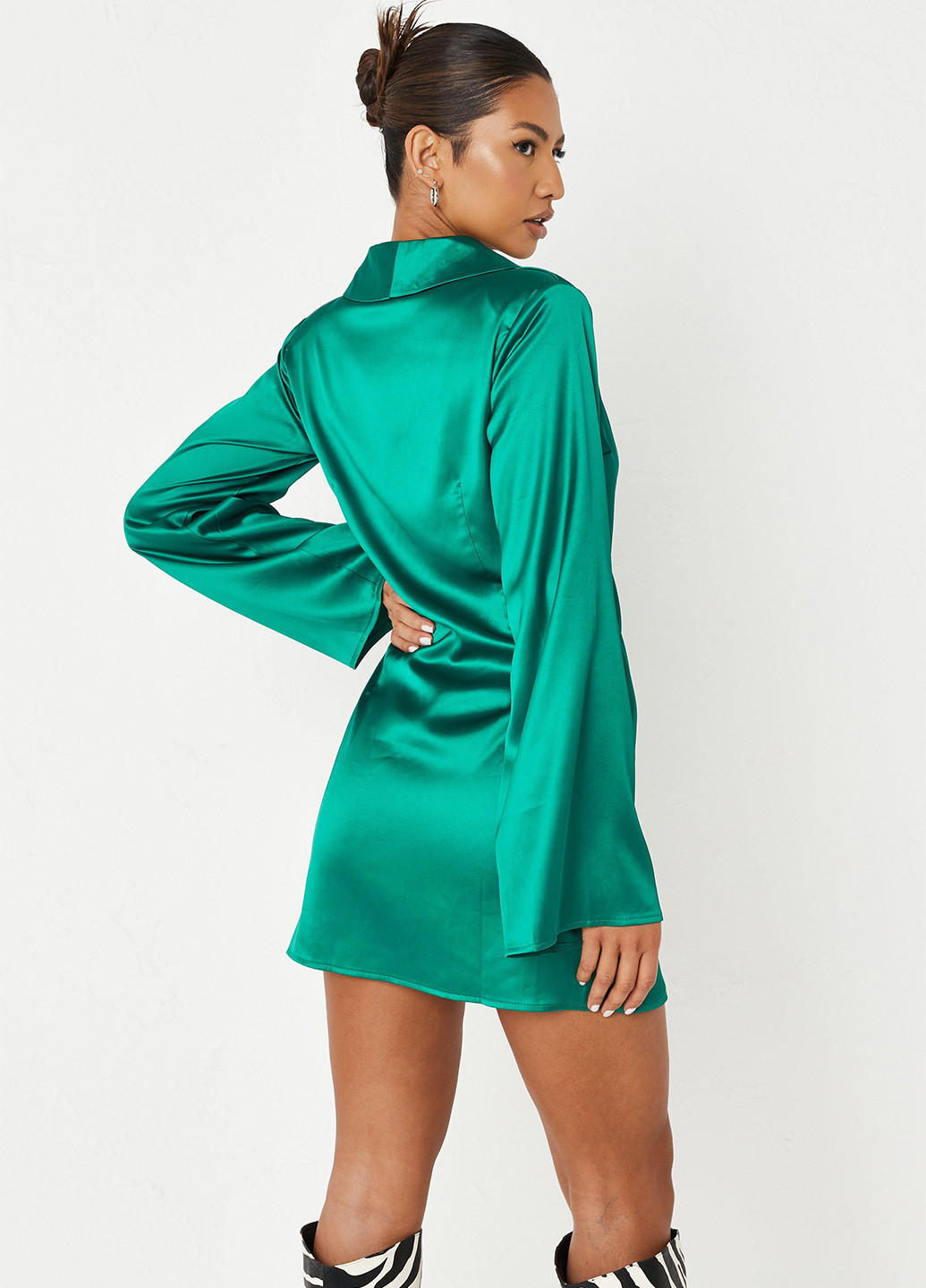 Зелена кежуал сукня на запах Missguided однотонна