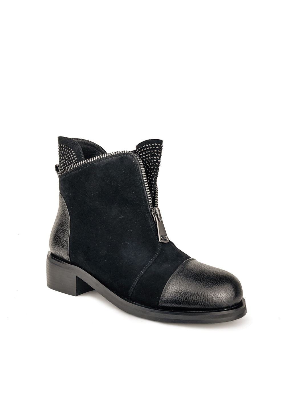 Осенние ботинки женские кожаные осень весна черные на молнии Brocoli