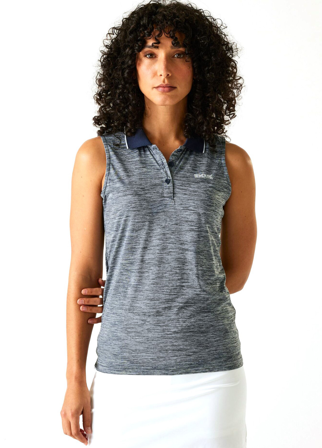 Серо-синяя женская футболка-поло Regatta меланжевая