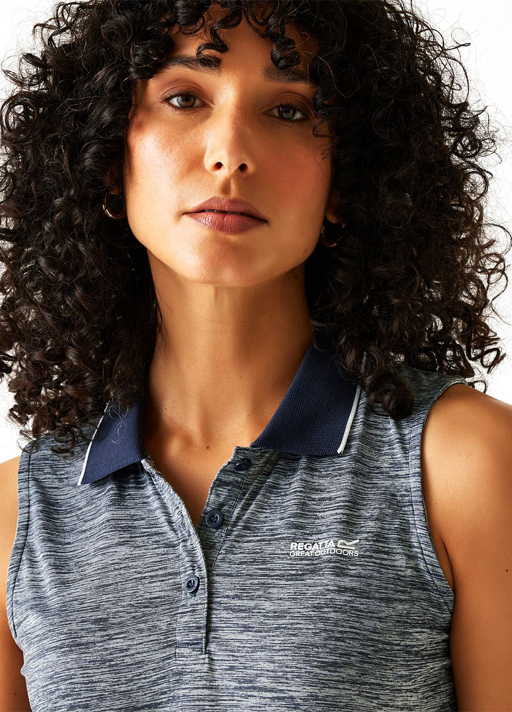 Серо-синяя женская футболка-поло Regatta меланжевая