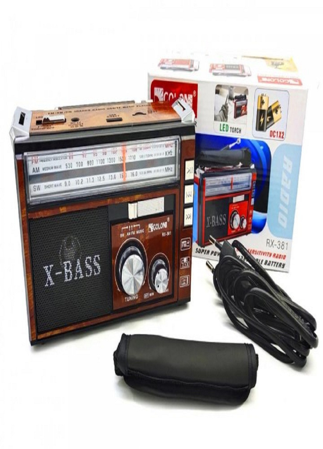 Радіоприймач RX-381 USB+SD Коричневий Golon (253934535)