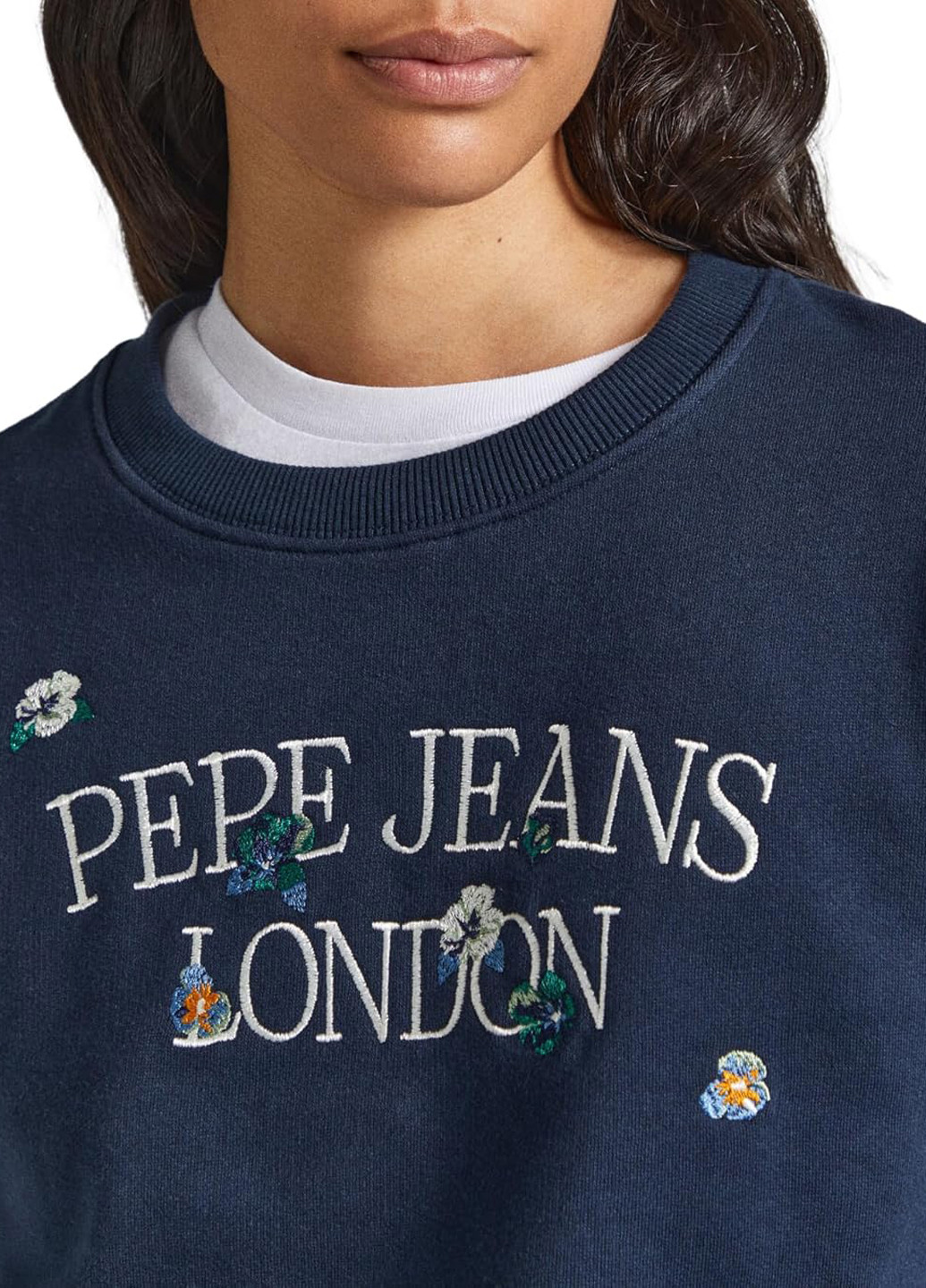Синий свитшот Pepe Jeans London логотип без декора (299108769)