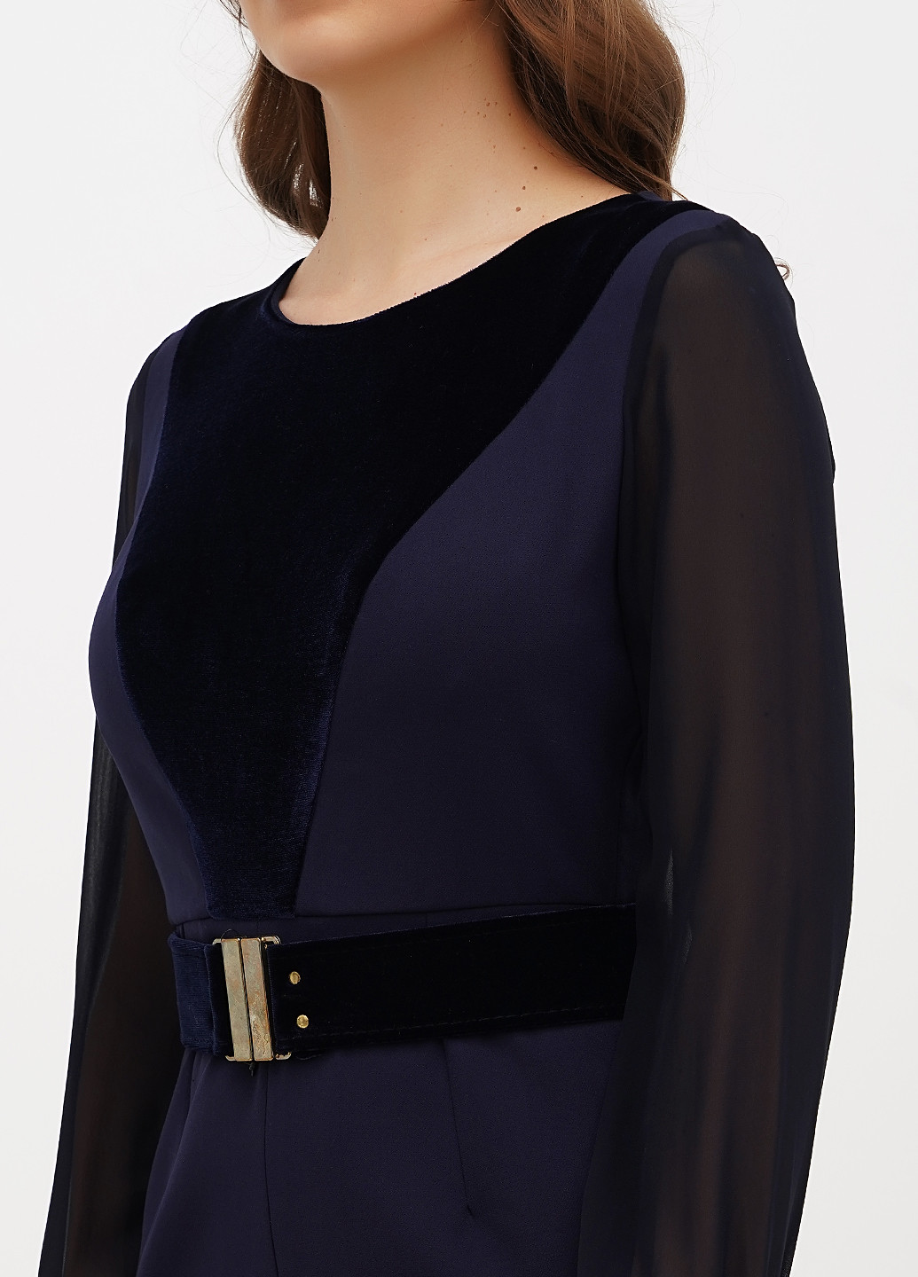 Темно-синее кэжуал платье а-силуэт Sassofono однотонное