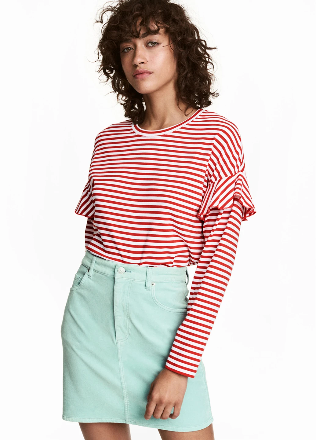 Мятная кэжуал однотонная юбка H&M мини