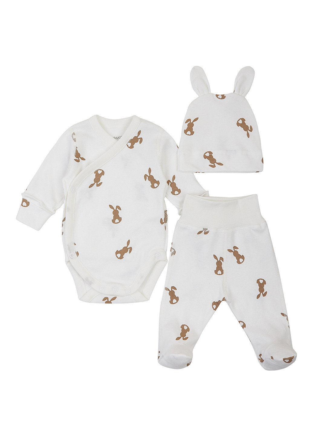 Молочний демісезонний комплект (боді, повзунки, шапка) KRAKO