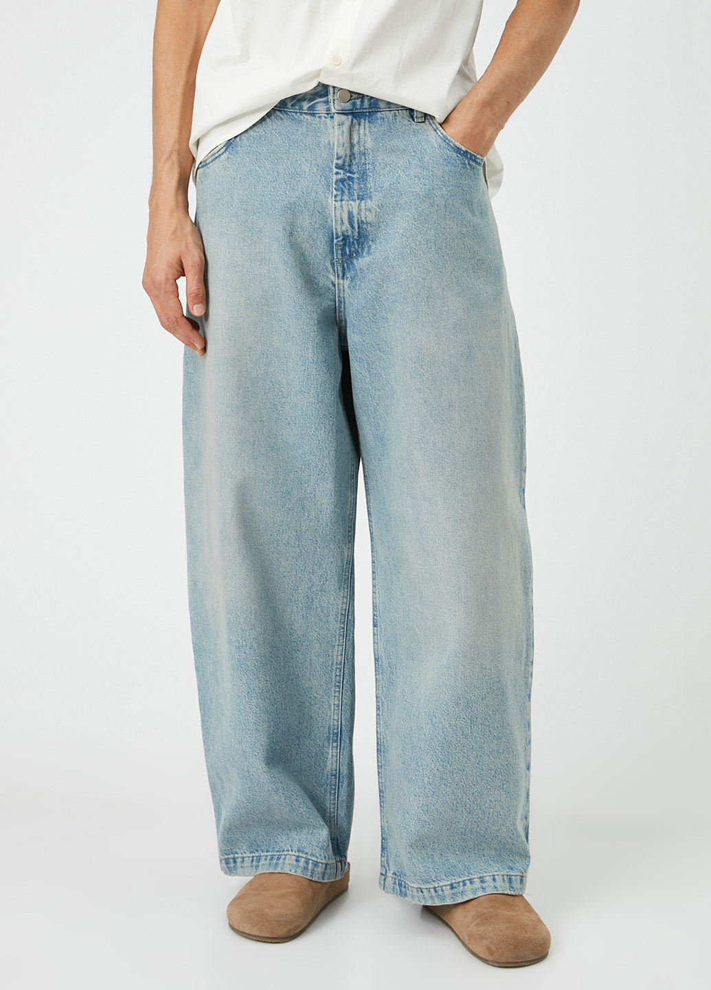 Светло-голубые демисезонные мешковатые джинсы KOTON