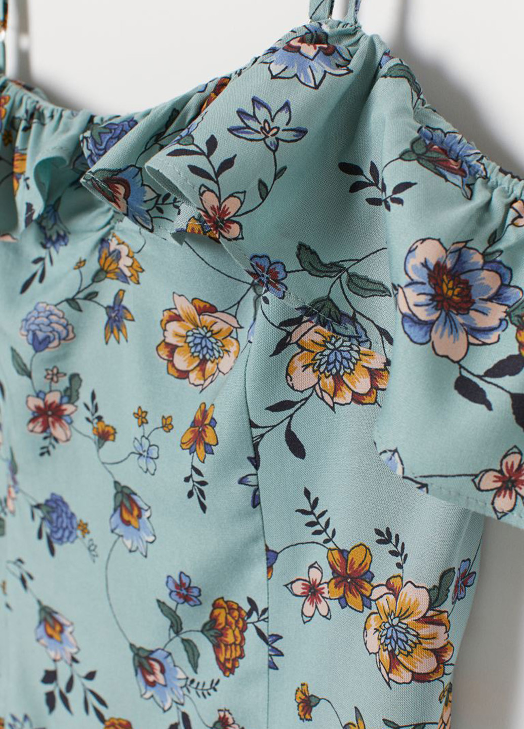Темно-бирюзовое кэжуал платье H&M с цветочным принтом