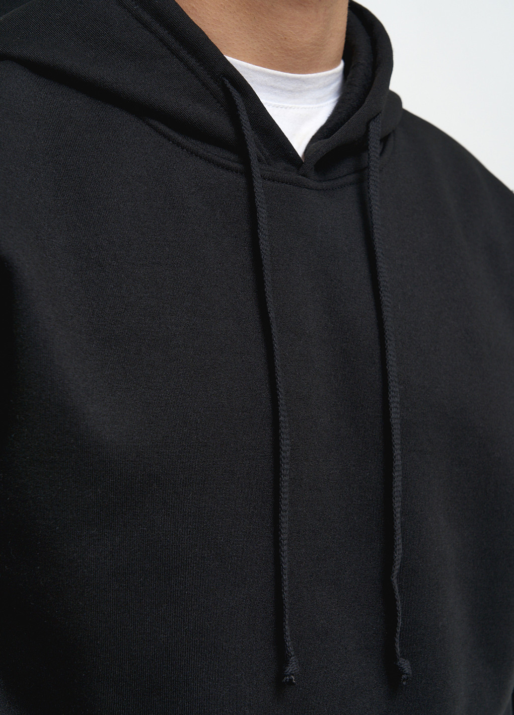Костюм чоловічий на флісі (худі, джогери) KASTA design однотонний чорний спортивний трикотаж, бавовна, фліс