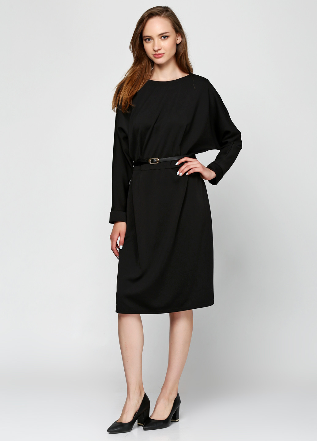 Черное кэжуал платье с длинным рукавом Ruta-S однотонное
