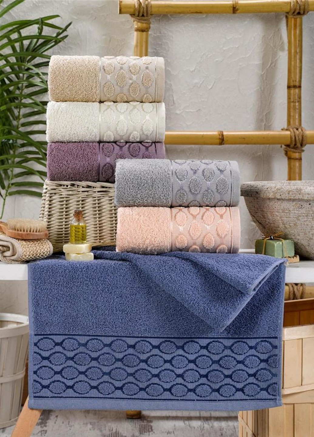 Набор турецких полотенец для ванной 2 шт (140x70 см, 90x50 см ) TURComFor синий