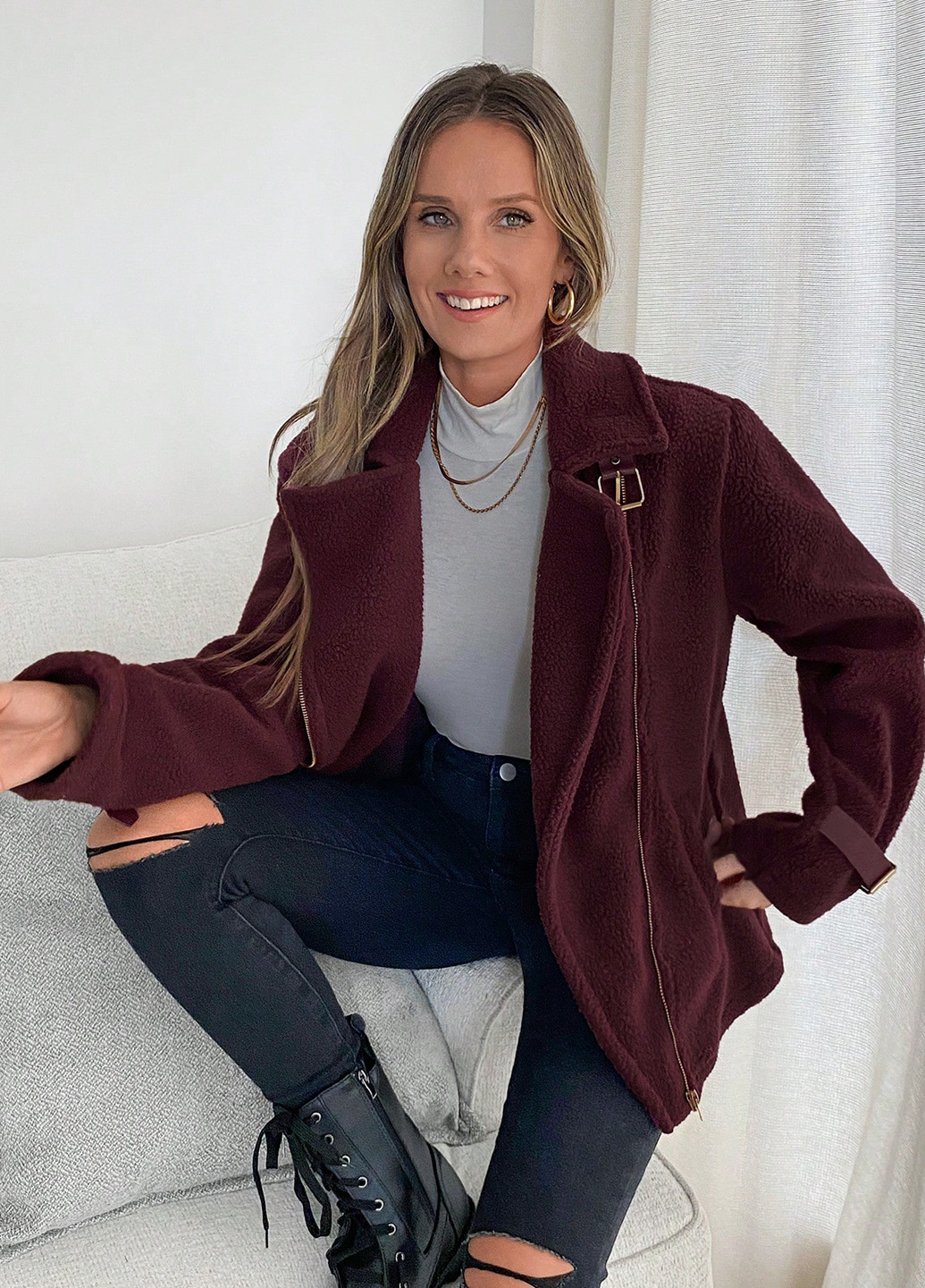 Бордова демісезонна куртка SHEIN